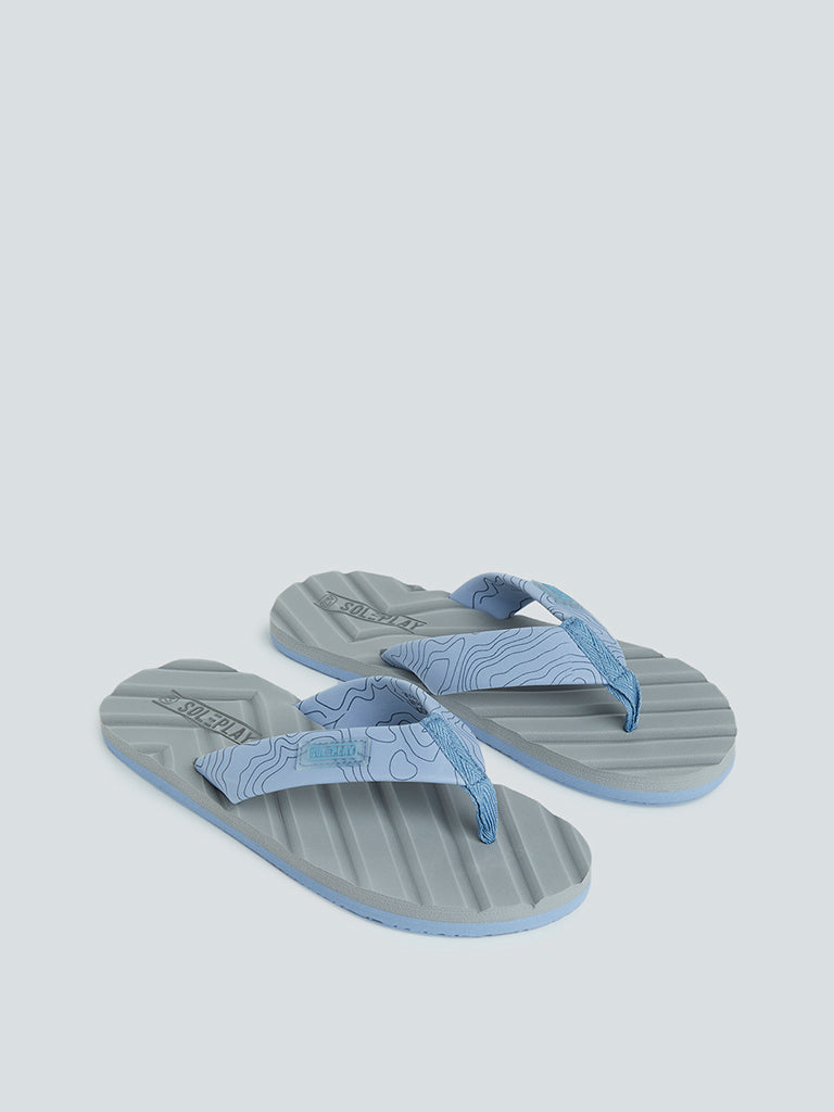 SOLEPLAY Grey Printed Flip-Flops